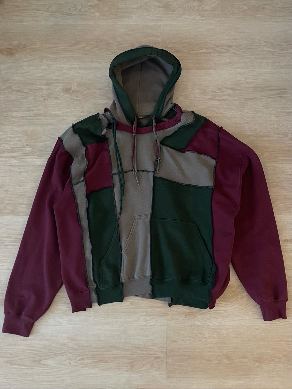 Color Block Patchwork Pullover Hoodie